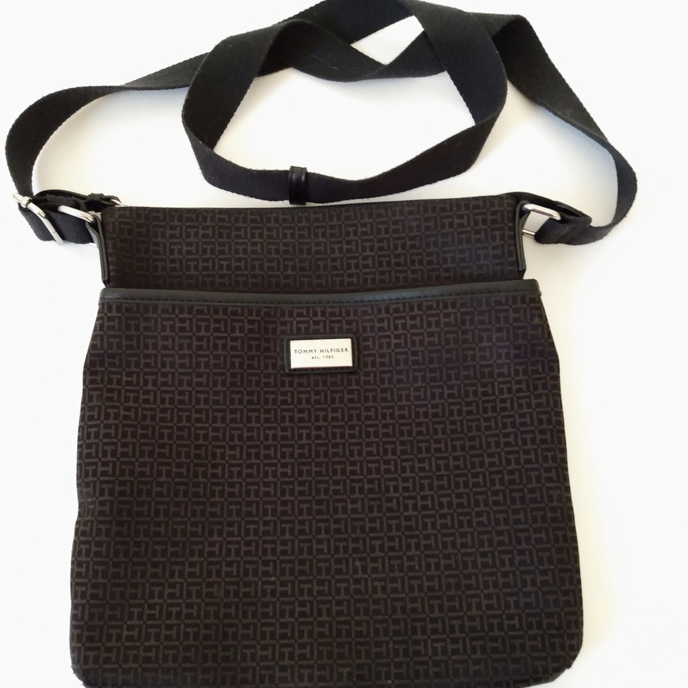 Tommy Hilfiger Black Faux Leather Cross Body Bag